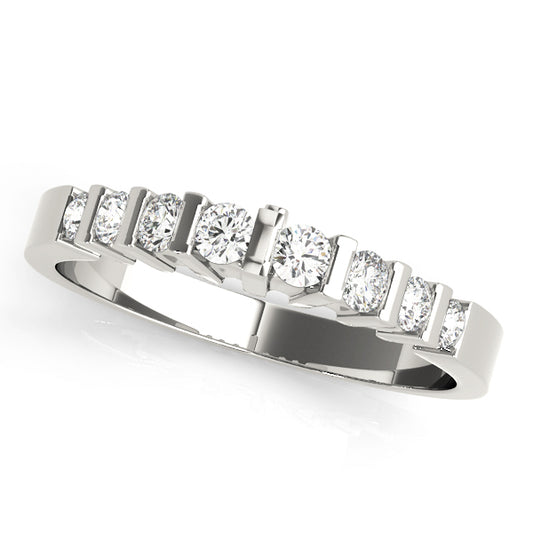 14K White Gold Wedding Bands Bar Set With 0.20 TCW Diamond (SI1-SI2, G-H)