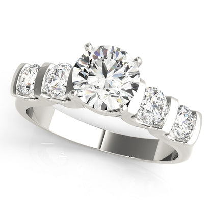 14K White Gold Engagement Rings Single Row Prong Set With 0.70 TCW Diamond (SI1-SI2, G-H)