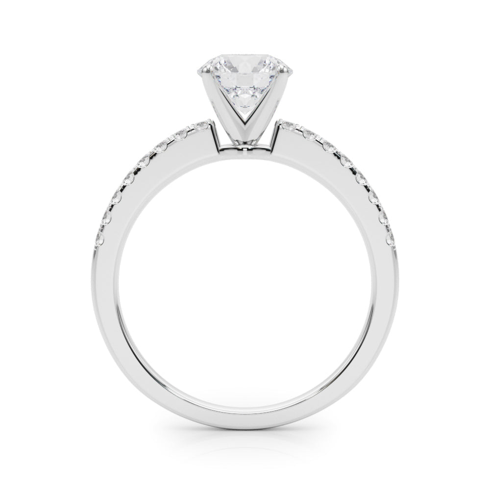 14K White Gold Engagement Rings Single Row Prong Set With 0.12 TCW Diamond (SI1-SI2, G-H)