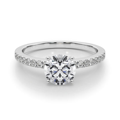 14K White Gold Engagement Rings Single Row Prong Set With 0.12 TCW Diamond (SI1-SI2, G-H)