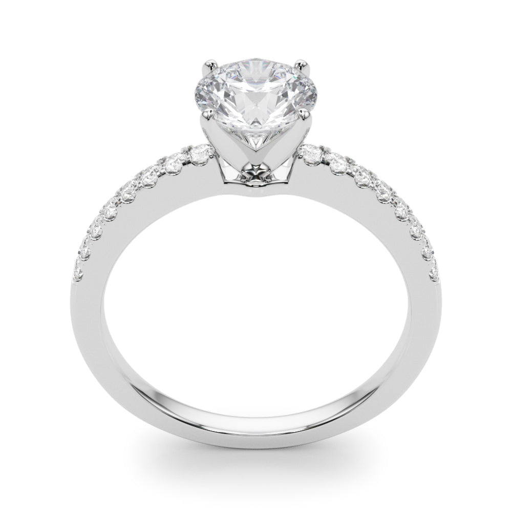 14K White Gold Engagement Rings Single Row Prong Set With 0.12 TCW Diamond (SI1-SI2, G-H)
