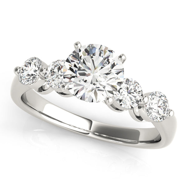 14K White Gold Engagement Rings Single Row Prong Set With 0.20 TCW Diamond (SI1-SI2, G-H)