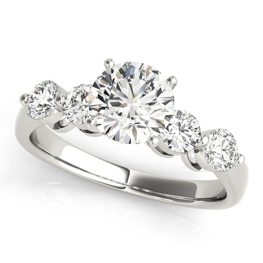 14K White Gold Engagement Rings Single Row Prong Set With 0.20 TCW Diamond (SI1-SI2, G-H)