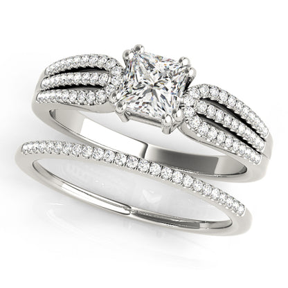 14K White Gold Engagement Rings Multirow With 0.53 TCW Diamond (SI1-SI2, G-H)