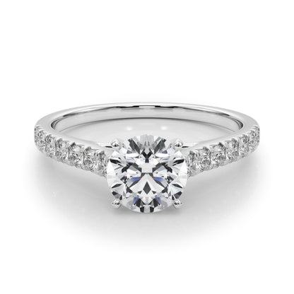 14K White Gold Engagement Rings Single Row Prong Set With 0.35 TCW Diamond (SI1-SI2, G-H)