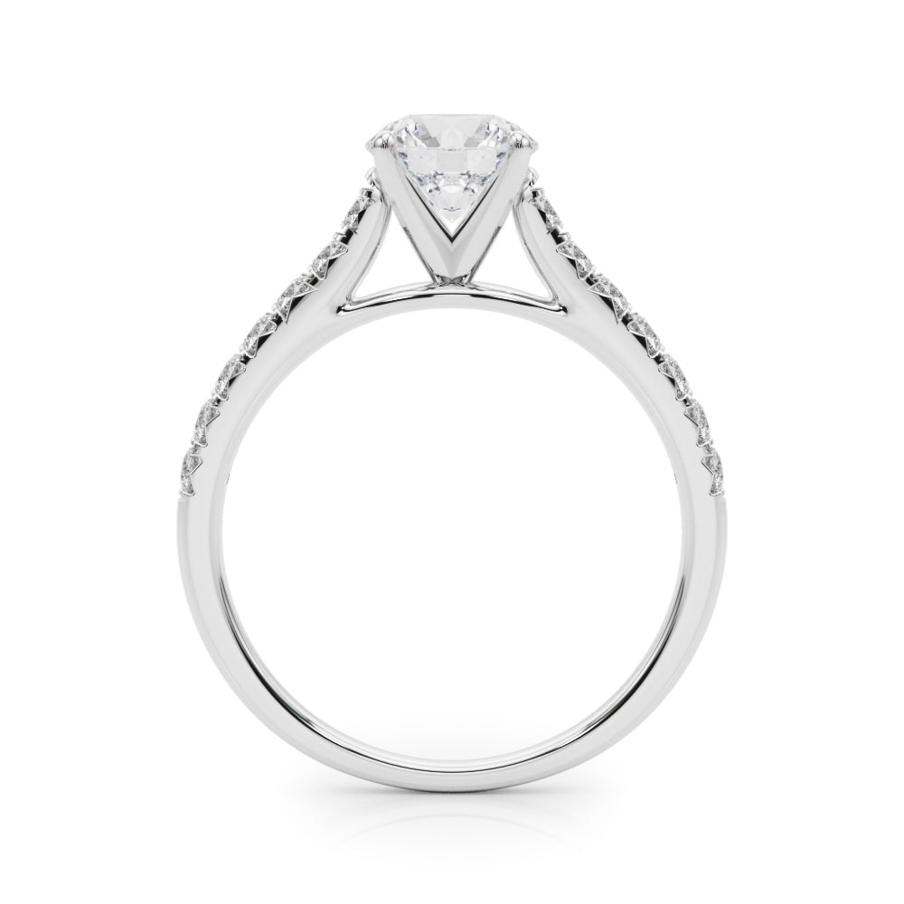 14K White Gold Engagement Rings Single Row Prong Set With 0.35 TCW Diamond (SI1-SI2, G-H)