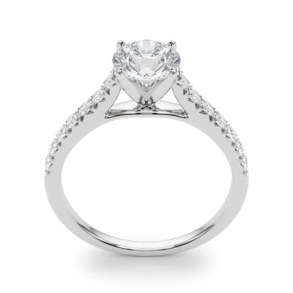 14K White Gold Engagement Rings Single Row Prong Set With 0.35 TCW Diamond (SI1-SI2, G-H)
