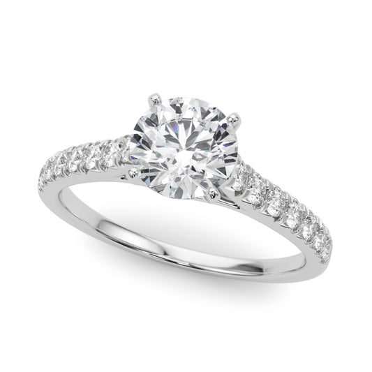 14K White Gold Engagement Rings Single Row Prong Set With 0.35 TCW Diamond (SI1-SI2, G-H)