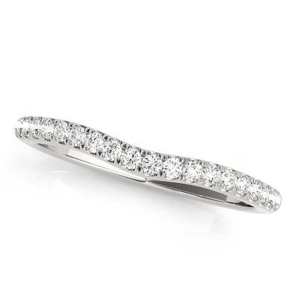 14K White Gold Wedding Bands Curved Bands With 0.15 TCW Diamond (SI1-SI2, G-H)