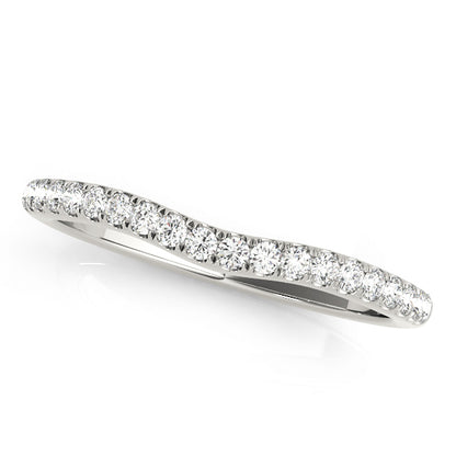 14K White Gold Wedding Bands Curved Bands With 0.15 TCW Diamond (SI1-SI2, G-H)