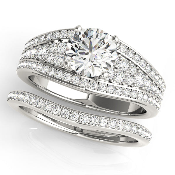 14K White Gold Engagement Rings Multirow With 0.31 TCW Diamond (SI1-SI2, G-H)