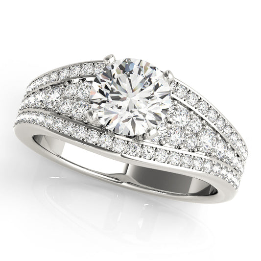 14K White Gold Engagement Rings Multirow With 0.31 TCW Diamond (SI1-SI2, G-H)
