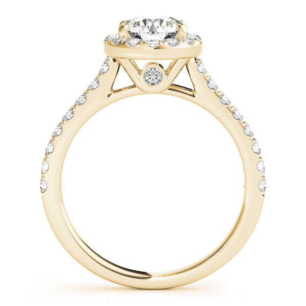 14K Yellow Gold Engagement Rings Halo Round With 0.32 TCW Diamond (SI1-SI2, G-H)