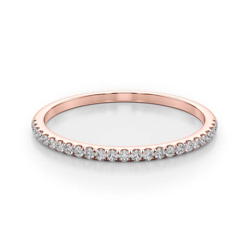 14K Rose Gold Wedding Bands Prong Set With 0.13 TCW Diamond (SI2, H-I)