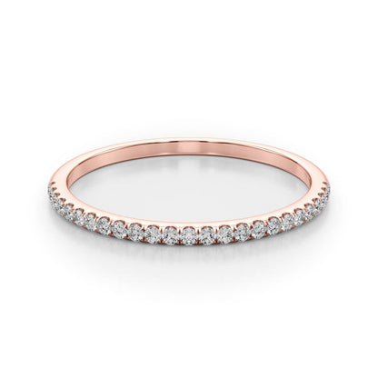 14K Rose Gold Wedding Bands Prong Set With 0.13 TCW Diamond (SI2, H-I)