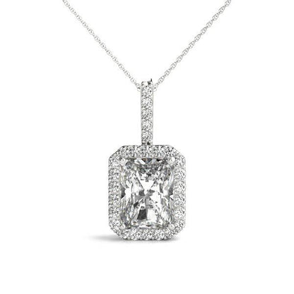 14K White Gold Pendants Halo With 0.18 TCW Diamond (SI1-SI2, G-H)