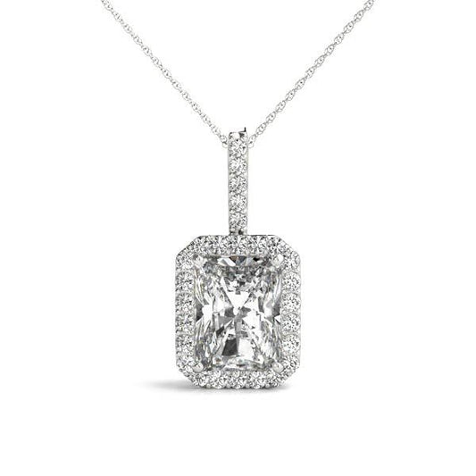 14K White Gold Pendants Halo With 0.18 TCW Diamond (SI1-SI2, G-H)