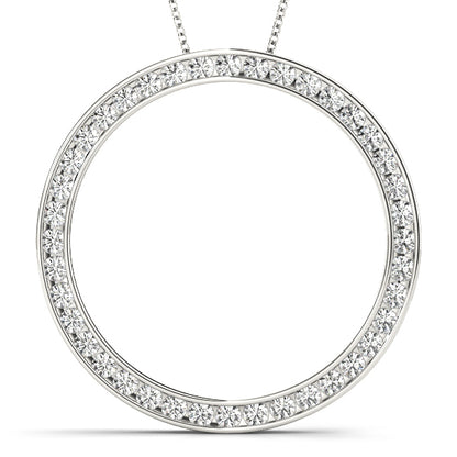14K White Gold Pendants Circle With 0.49 TCW Diamond (SI2, H-I)
