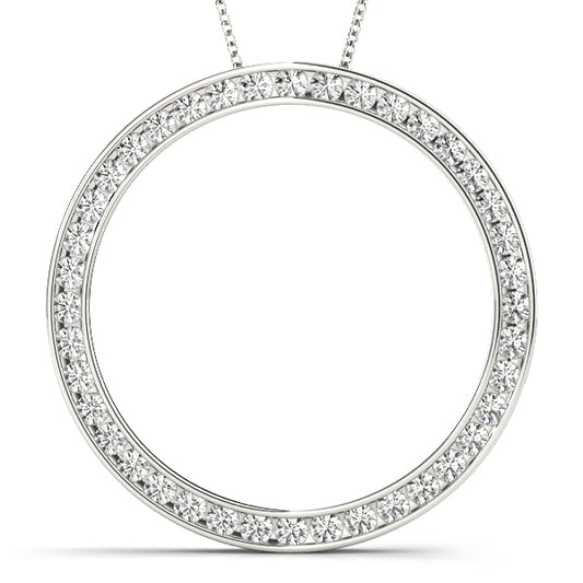 14K White Gold Pendants Circle With 0.49 TCW Diamond (SI2, H-I)