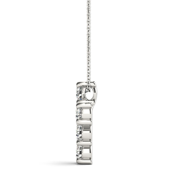 14K White Gold Pendants Religious Crosses With 0.24 TCW Diamond (SI2, H-I)