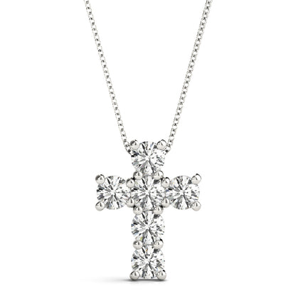 14K White Gold Pendants Religious Crosses With 0.24 TCW Diamond (SI2, H-I)