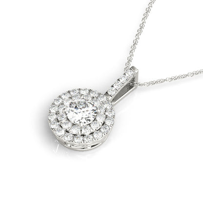 14K White Gold Pendants Halo With 0.46 TCW Diamond (SI2, H-I)