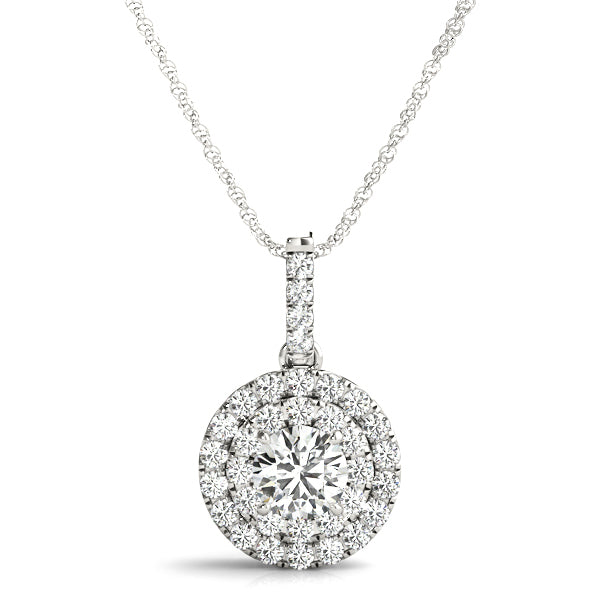 14K White Gold Pendants Halo With 0.46 TCW Diamond (SI2, H-I)