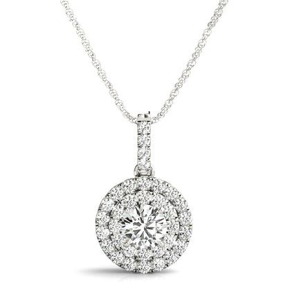 14K White Gold Pendants Halo With 0.46 TCW Diamond (SI2, H-I)