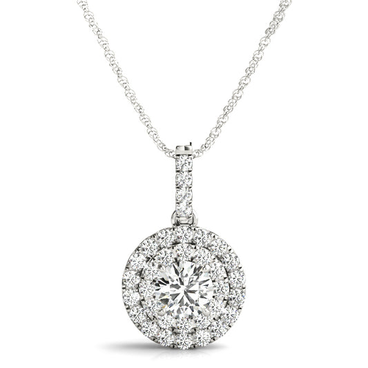 14K White Gold Pendants Halo With 0.46 TCW Diamond (SI2, H-I)