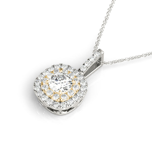 14K White and Yellow Gold Pendants Halo With 0.36 TCW Diamond (SI2, H-I)