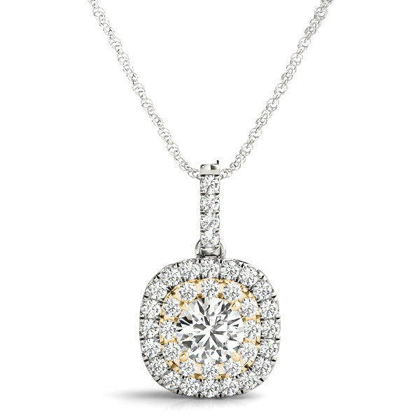 14K White and Yellow Gold Pendants Halo With 0.36 TCW Diamond (SI2, H-I)