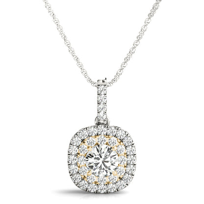 14K White and Yellow Gold Pendants Halo With 0.36 TCW Diamond (SI2, H-I)
