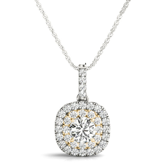 14K White and Yellow Gold Pendants Halo With 0.36 TCW Diamond (SI2, H-I)
