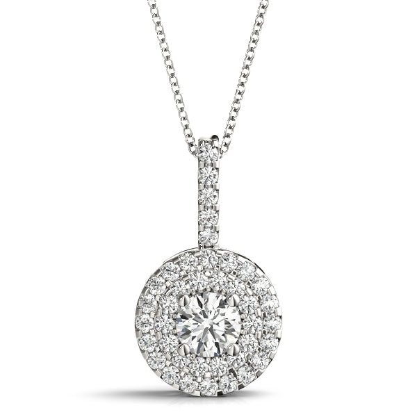 14K White Gold Halo Pendant With 0.75 TCW Diamond (SI1, G)