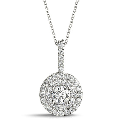14K White Gold Halo Pendant With 0.75 TCW Diamond (SI1, G)