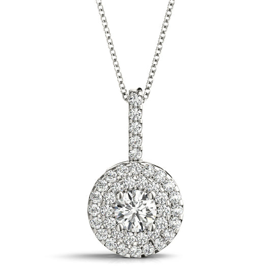 14K White Gold Halo Pendant With 0.75 TCW Diamond (SI1, G)