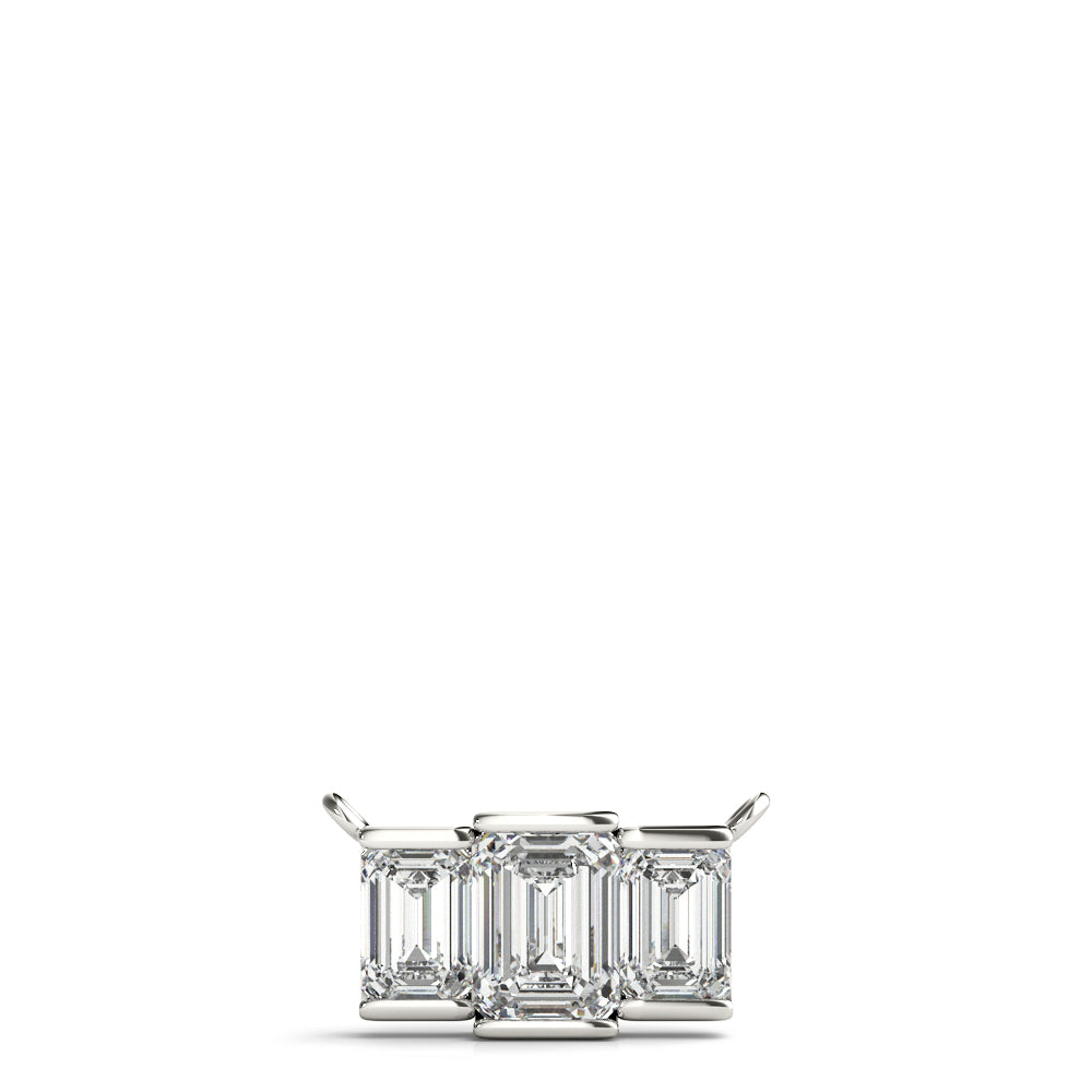 14K White Gold 3 Stone Emerald Cut Pendant With 1.10 TCW Diamond (SI1-SI2, G-H)
