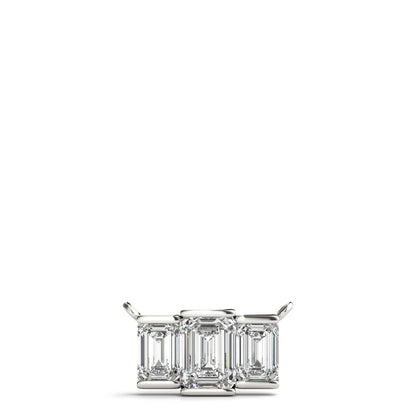 14K White Gold 3 Stone Emerald Cut Pendant With 1.10 TCW Diamond (SI1-SI2, G-H)
