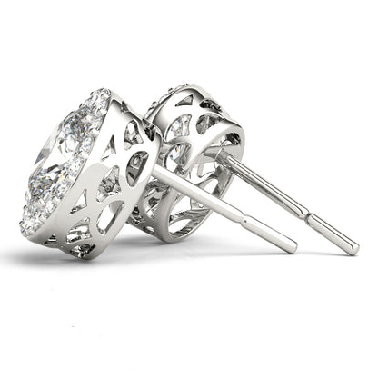 14K White Gold Earrings Halo With 0.16 TCW Diamond (SI2, H-I)