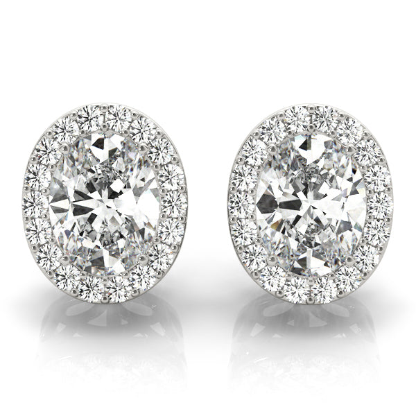 14K White Gold Earrings Halo With 0.16 TCW Diamond (SI2, H-I)
