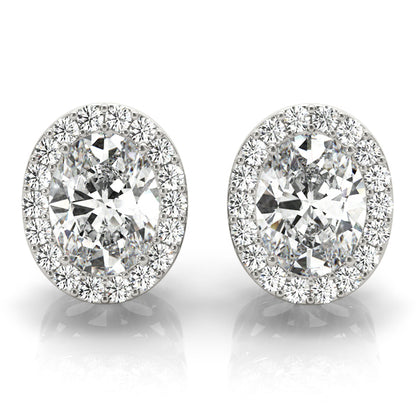 14K White Gold Earrings Halo With 0.16 TCW Diamond (SI2, H-I)