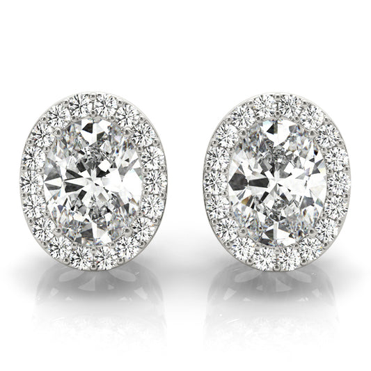 14K White Gold Earrings Halo With 0.16 TCW Diamond (SI2, H-I)