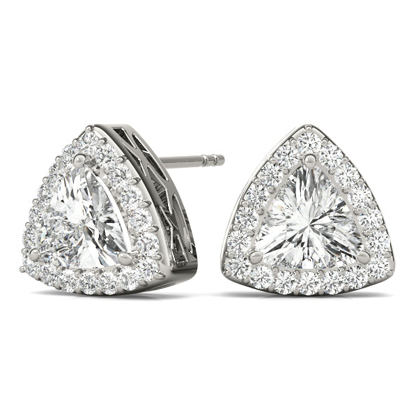 14K White Gold Earrings Halo With 0.11 TCW Diamond (SI2, H-I)