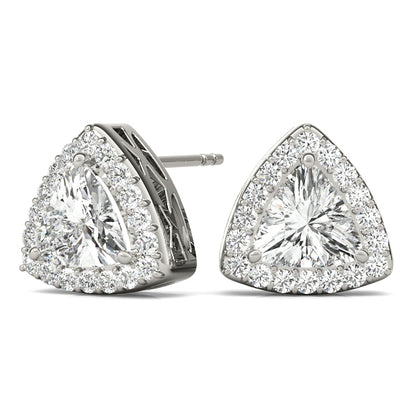 14K White Gold Earrings Halo With 0.11 TCW Diamond (SI2, H-I)