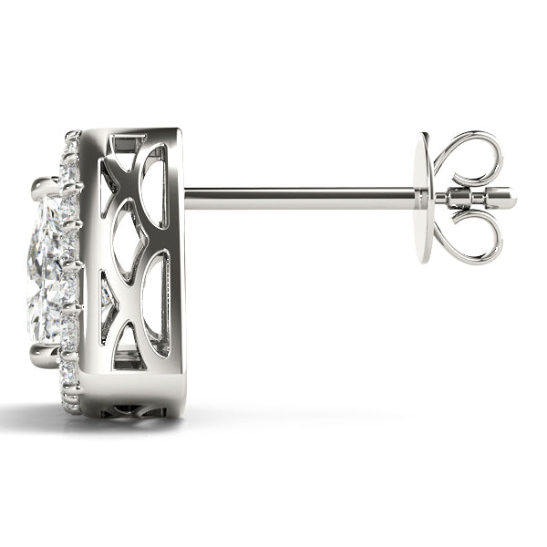 14K White Gold Earrings Halo With 0.11 TCW Diamond (SI2, H-I)