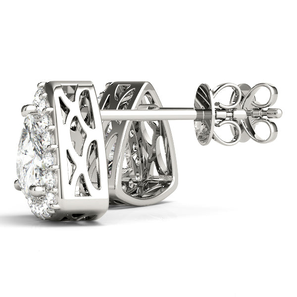 14K White Gold Earrings Halo With 0.11 TCW Diamond (SI2, H-I)