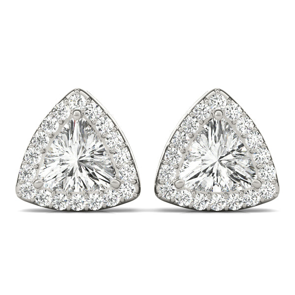 14K White Gold Earrings Halo With 0.11 TCW Diamond (SI2, H-I)