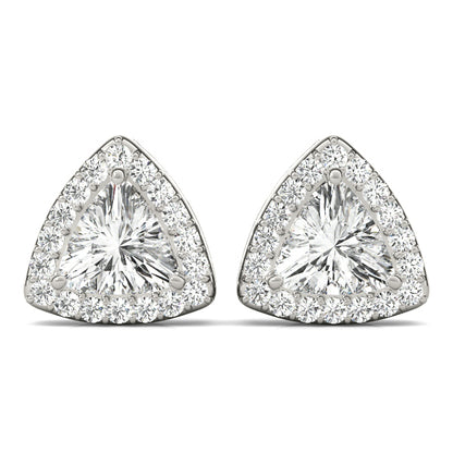 14K White Gold Earrings Halo With 0.11 TCW Diamond (SI2, H-I)