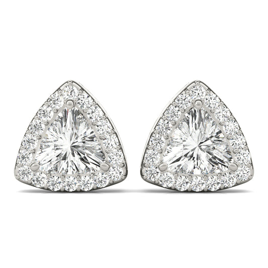 14K White Gold Earrings Halo With 0.11 TCW Diamond (SI2, H-I)