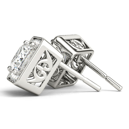 14K White Gold Earrings Halo With 0.91 TCW Diamond (SI2, H-I)